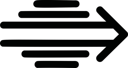 Black speeding arrow icon representing swift movement and progress