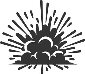 Fototapeta premium Explosion illustration in black and white with dynamic impact lines