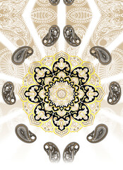 geometry abstract mandala texture print with paisley element 