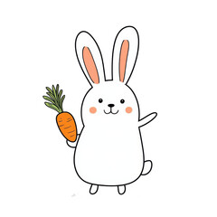 Fototapeta premium Cheerful bunny holding carrot, showcasing playful and friendly demeanor