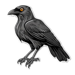 Obraz premium Majestic Dark Raven Illustration: A Striking Vector Graphic of a Black Crow, Perfect for Logos, Prints, and Designs. This detailed artwork showcases the bird's powerful features and intense gaze.
