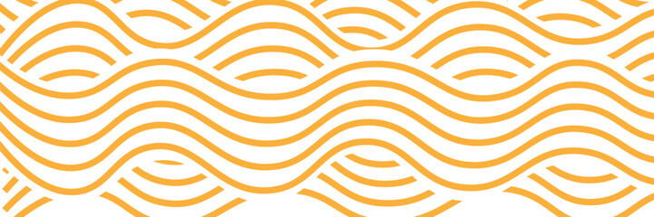 Yellow instant noodle, pasta and spaghetti texture with geometric wavy lines. Ramen, pasta vector pattern.