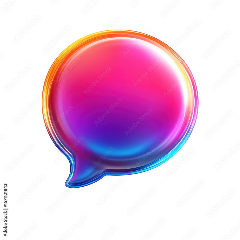 Poster luminous chat bubble icon colorful gradient message notification symbol on transparent background