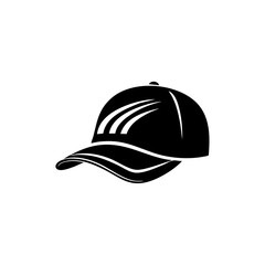 Fototapeta premium Vector logo of a trucker cap with dynamic curved lines symbolizing movement and identity.