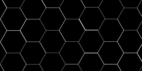 Minimal blackand  white hexagonal hexagon modern technology creative emboss light honeycomb polygonal web. abstract geometric science and mosaic tile with template texture background.	