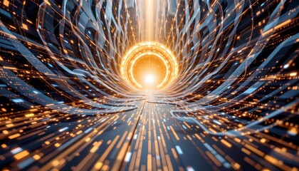 imagine a mesmerizing artwork depicting the cutting edge fusion of technology and artistry, in this scene