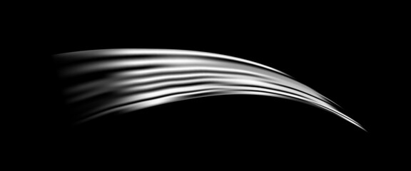 Grey wind lines element. Air stream flow wavy motion trace. Light curve speed effect