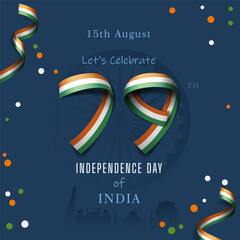 15th august celebrate 79th independence day of india creative ribbon illustration
