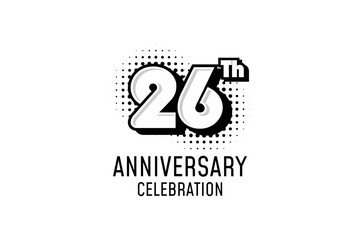 26 Anniversary Logotype Design in black and white color