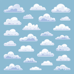 Collection of 24 Fluffy Soft Looking Cloud Shape Illustrations