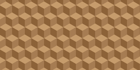 seamless pattern with geometric brown triangle cube shapes wallpaper design.