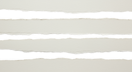 Four horizontal torn paper strips texture isolated on transparent background