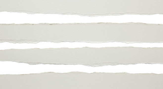 Four horizontal torn paper strips texture isolated on transparent background - Powered by Adobe
