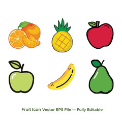 Fruit line icon set vector collection of simple fresh food