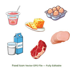 Food icon collection. Containing meal, restaurant, dishes and fruits icon. Vector illustration