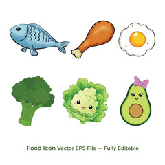 Food icon collection. Containing meal, restaurant, dishes and fruits icon. Vector illustration