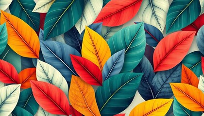 Modern minimalist abstract leaf collage seamless pattern , wallpaper, modern