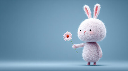 Rabbit cartoon, Cute cartoon rabbit presenting a flower to a friend in a joyful scene.
