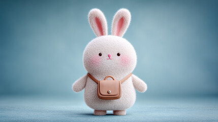 Rabbit cartoon, Cute 3D cartoon rabbit with a tiny backpack illustration.