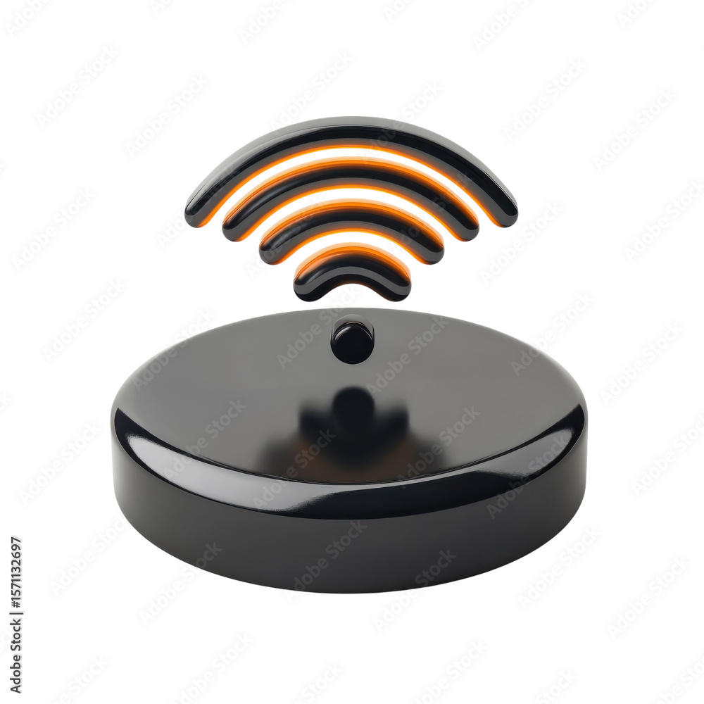 Poster glossy wifi icon connected future network wireless communication signal on transparent background