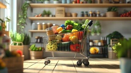 online Grocery shopping and home delivery.ILLUSTRATION