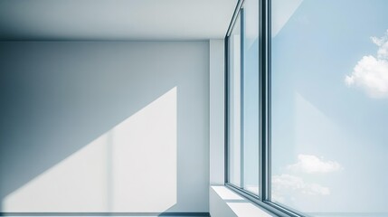 Modern and minimal house window for interior decoration isolated on background, open office glass window frame.