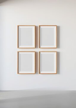 Minimalist interior design with four empty picture frames on a neutral wall Empty room interior design architecture blank design room
