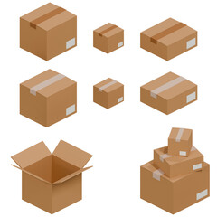 다양한 택배 상자 및 포장 박스 3D 일러스트 / Various Shipping & Packaging Boxes 3D Illustration