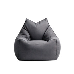 A comfortable and stylish modern grey bean bag chair with a textured fabric surface perfect for casual seating isolated on transparent background