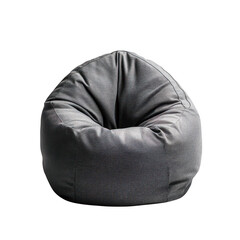 Comfortable modern grey textured bean bag chair for casual living room relaxation and home decor isolated on transparent background