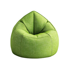Comfortable textured green bean bag chair with a modern design perfect for casual living spaces isolated on transparent background