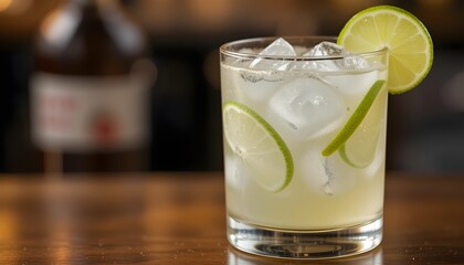 Greyhound Cocktail with Lime Garnish &ndash; Refreshing Vodka and Grapefruit Drink Served Over Ice, Perfect for Summer Evenings, Citrus Cocktails, and Elegant Bar Menus

