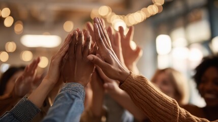 The Moment of Celebration with Hands Coming Together in Unity and Joy.