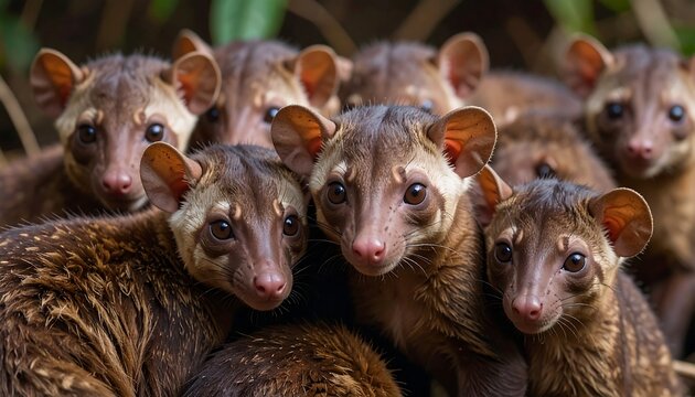 Group of Cusimanses Close-up in Natural Habitat