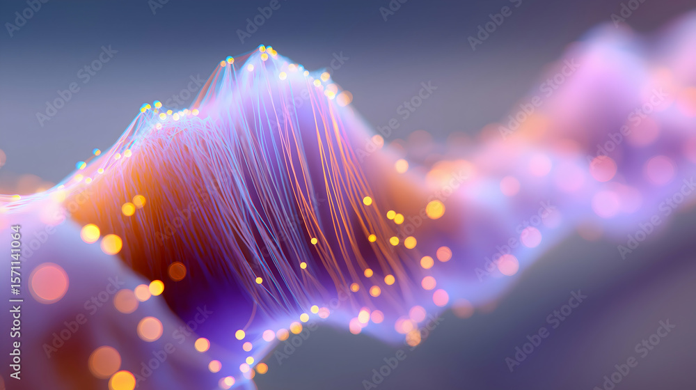 Aufkleber abstract digital wave with glowing particles and flowing lines creating a futuristic, dynamic visual