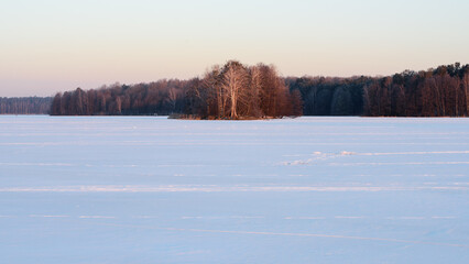 Frozen Lake at  sunset, Panoramic View