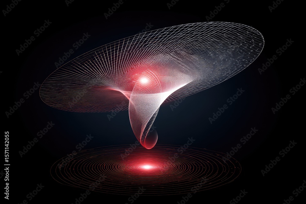 Poster abstract swirling vortex, light and dark. a glowing, translucent, whirlpool-like shape rising from a