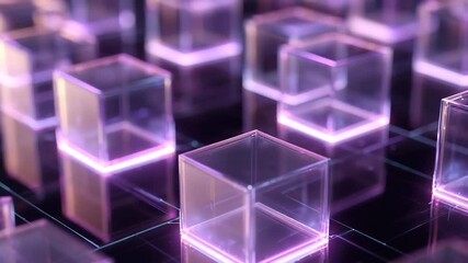 a abstract purple technology background with moving cubes - Powered by Adobe