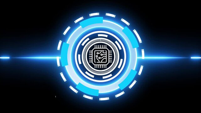 Digital Microchip Core &ndash; Glowing Futuristic Interface for Cyber Intelligence and Neural Technology