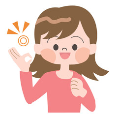 OKサインの女性のイラスト