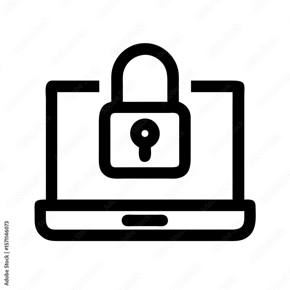Poster padlock on a computer screen displays cybersecurity, data protection, and internet security. padlock