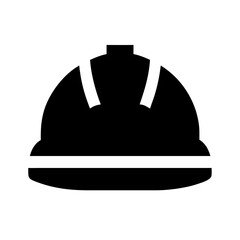 Naklejka premium Hard hat icon representing safety equipment for construction workers, illustrating hard hat on white background. Protective headgear represents safety standards.