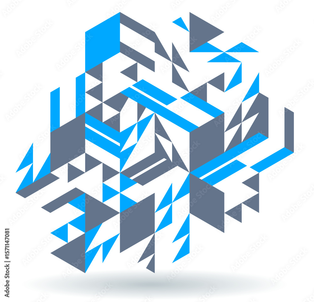 Poster abstract vector wallpaper with 3d isometric cubes blocks, geometric construction with blocks shapes 