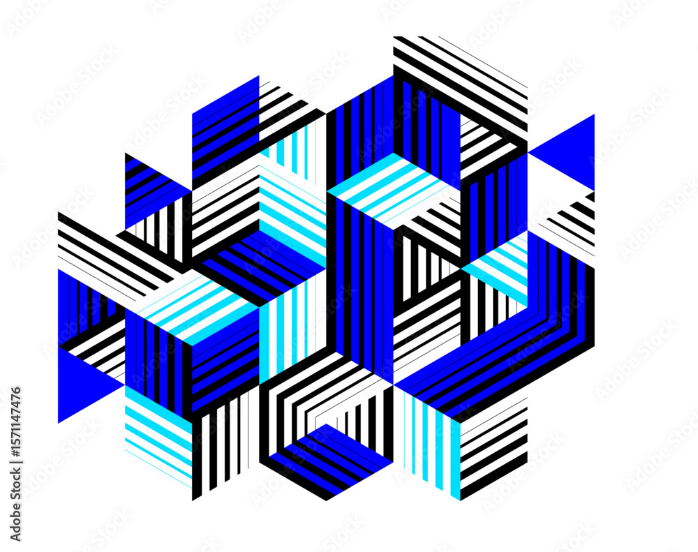Poster isometric 3d cubes vector abstract geometric background, abstraction art polygonal graphic design wa