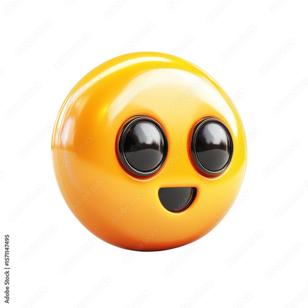 Poster 3d rendering gleaming smiley face emoji floating joy happiness positivity on transparent background