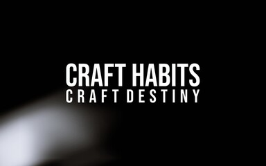 Inspirational quote encouraging habit development and self-determination displayed on a dramatic...