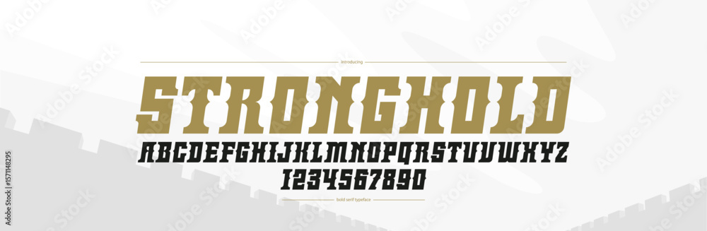 Fototapete display bold and strong font for emblems and logos, headers and titles, italic display typography in