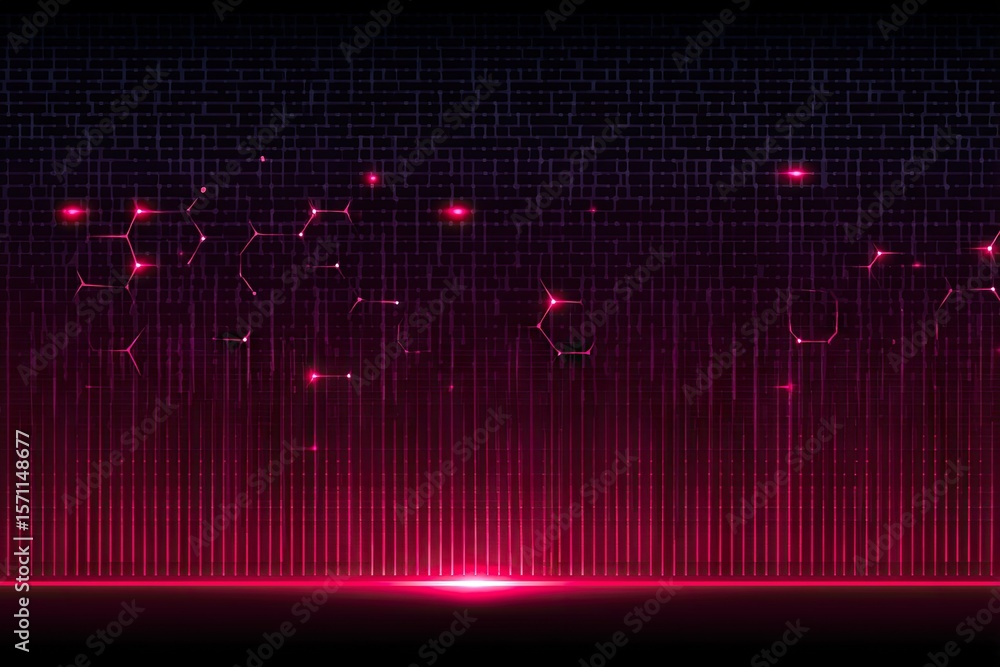 Poster digital network background with glowing red lines and particles