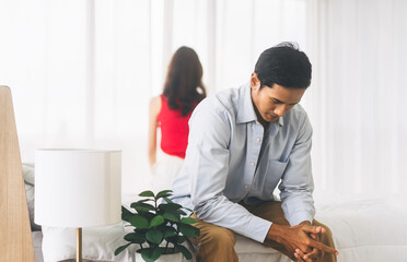 Married couple tired in problem of relationship to divorce