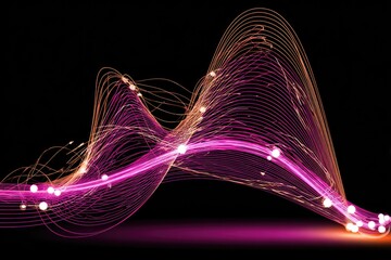 Abstract wavy lines of glowing, interwoven particles